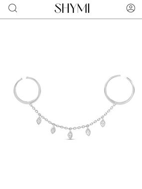 SHYMI Silver Double Hoop Chain Ring with Marquise Dangles